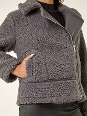 Cinza - Roman Borg Detail Aviator Jacket - Imagem 5 de 5