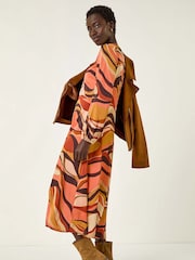 Roman Orange Abstract Print Midi Dress - Image 2 of 5