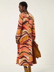 Roman Orange Abstract Print Midi Dress - Image 3 of 5