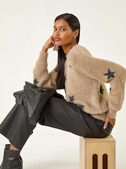 Roman Natural Fluffy Star Knit Jumper - Image 1 of 5