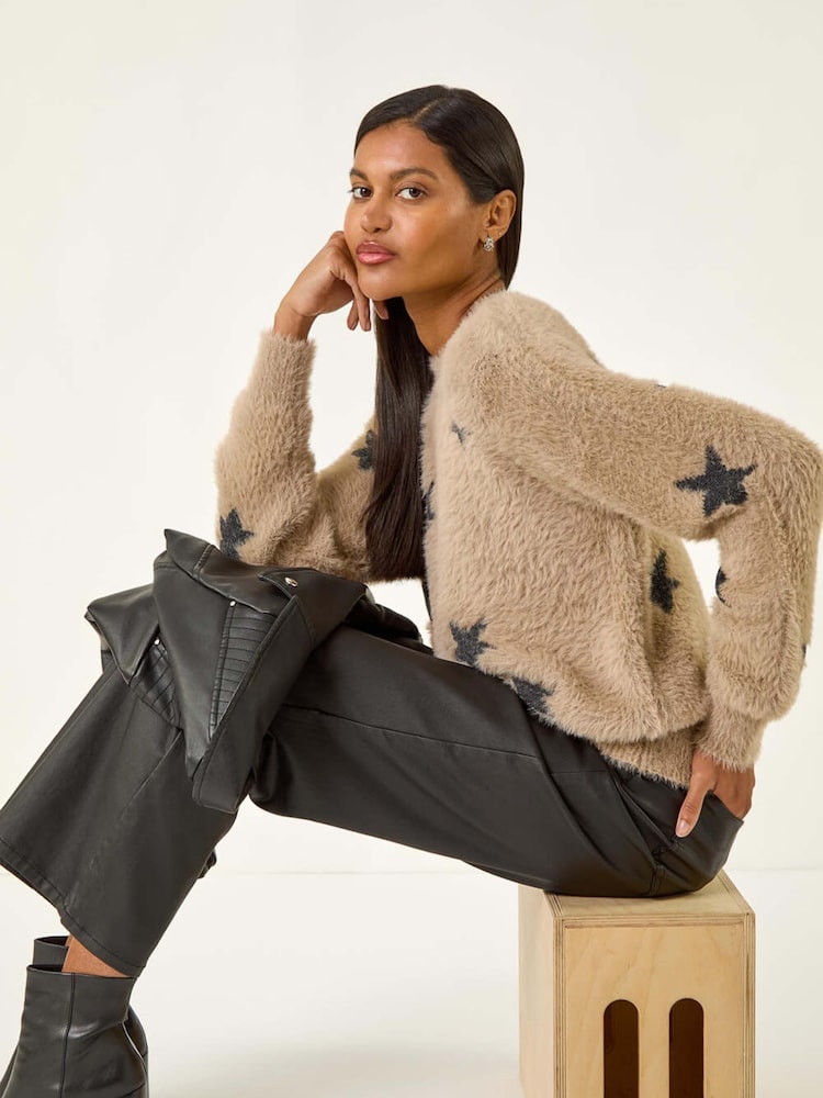 Roman Natural Fluffy Star Knit Jumper - Image 1 of 5