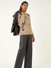 Roman Natural Fluffy Star Knit Jumper - Image 2 of 5