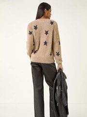 Roman Natural Fluffy Star Knit Jumper - Image 3 of 5