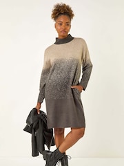 Roman Grey Ombre Speckled Knit Dress - Image 1 of 5