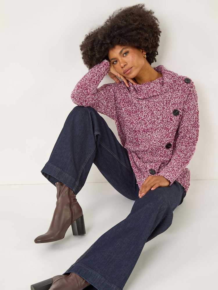 Roman Red Roll Neck Button Detail Jumper - Image 1 of 5 Roman Red Roll Neck Button Detail Jumper - Image 1 of 5