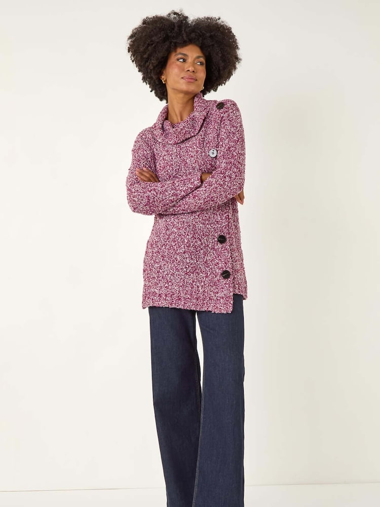 Roman Red Roll Neck Button Detail Jumper - Image 2 of 5 Roman Red Roll Neck Button Detail Jumper - Image 2 of 5