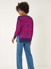 Roman Animal Print Button Knit Jumper - Imagem 3 de 5
