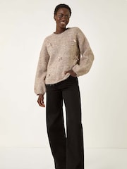 Roman Brown Pearl Bow Knit Jumper - Image 2 of 5