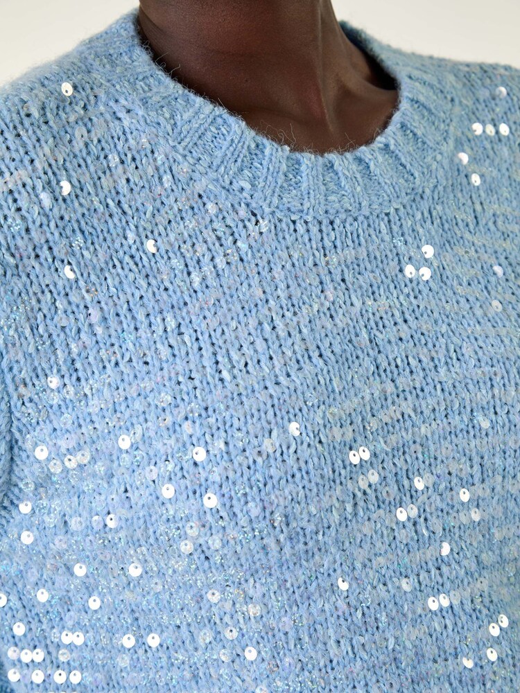 Roman Blue Sequin Crew Neck Knit Jumper - Image 5 of 5 Roman Blue Sequin Crew Neck Knit Jumper - Image 5 of 5