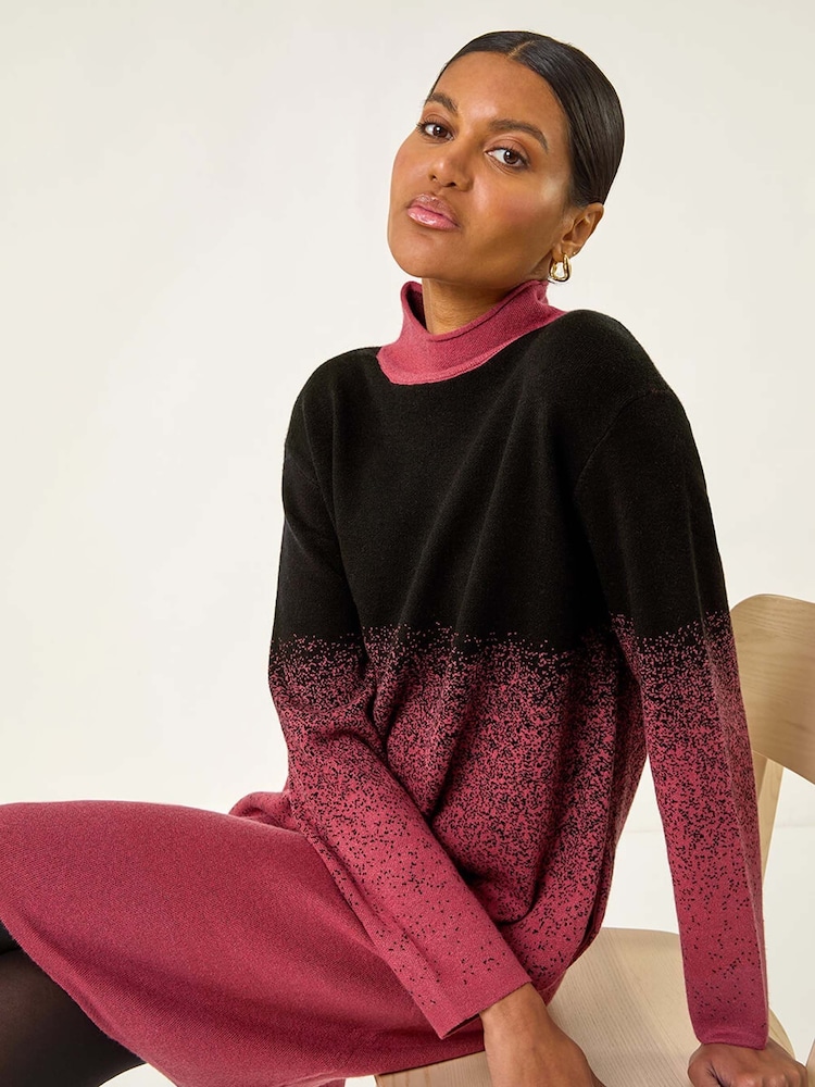 Roman Red Ombre Speckled Knit Dress - Image 1 of 5 Roman Red Ombre Speckled Knit Dress - Image 1 of 5