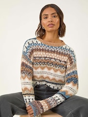 Roman Natural Jacquard Soft Knit Jumper - Image 1 of 5