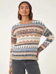 Roman Natural Jacquard Soft Knit Jumper - Image 4 of 5