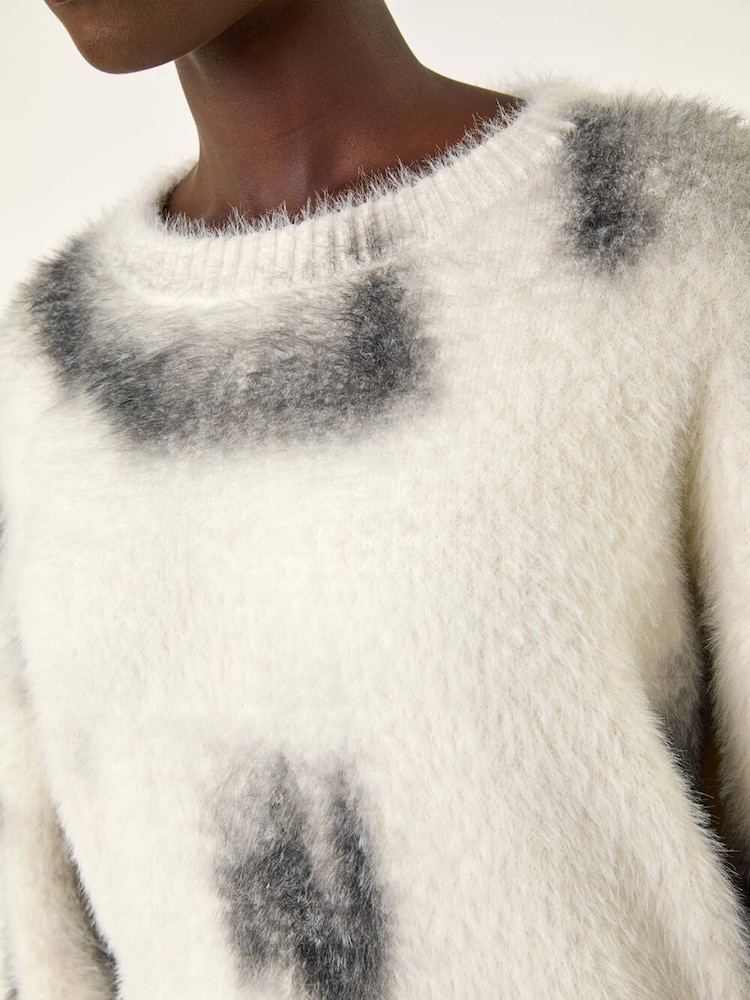 Roman White Tie Dye Fluffy Knit Jumper - Image 5 of 5 Roman White Tie Dye Fluffy Knit Jumper - Image 5 of 5