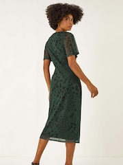 Roman Green Animal Print Twist Front Stretch Dress - Image 3 of 5