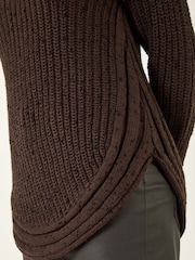 Roman Brown Curved Hem Stitch Knit Jumper - Image 5 of 5