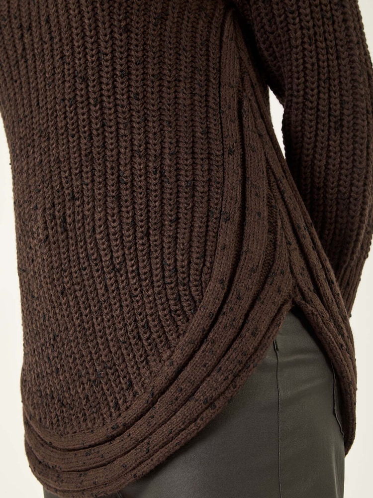 Roman Brown Curved Hem Stitch Knit Jumper - Image 5 of 5