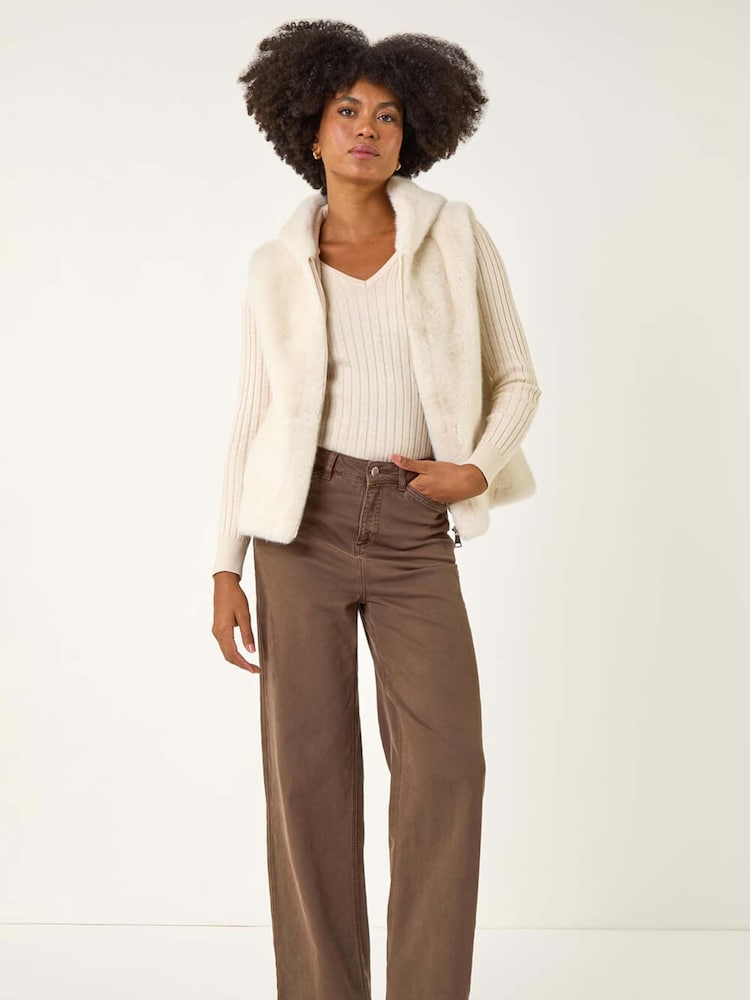 Roman Natural Hooded Faux Fur Gilet - Image 2 of 5 Roman Natural Hooded Faux Fur Gilet - Image 2 of 5