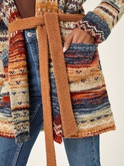 Roman Brown Jacquard Knit Belted Cardigan - Image 5 of 5