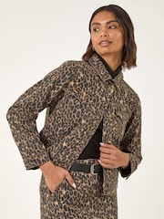 Roman Brown Animal Print Twill Jacket - Image 2 of 5