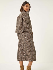 Roman Brown Animal Print Twill Jacket - Image 3 of 5