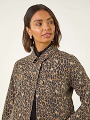 Roman Brown Animal Print Twill Jacket - Image 4 of 5