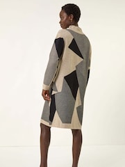 Roman Grey Geometric Knit Jumper Dress - Image 3 of 5