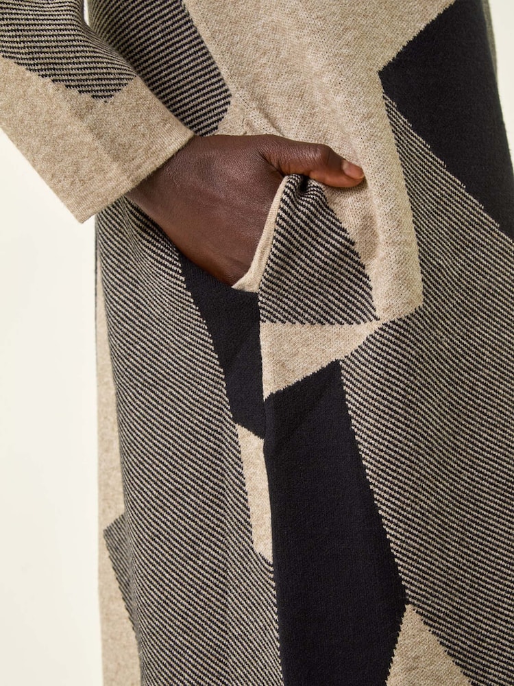 Roman Grey Geometric Knit Jumper Dress - Image 5 of 5
