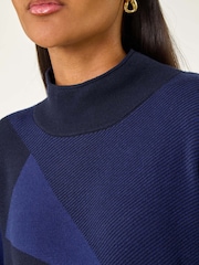 Roman Blue Geometric Knit Jumper Dress - Image 5 of 5