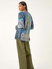 Roman Blue Jacquard Tassel Trim Knit Jumper - Image 3 of 5