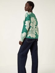 Roman Green Floral Crew Neck Knit Jumper - Image 2 of 5