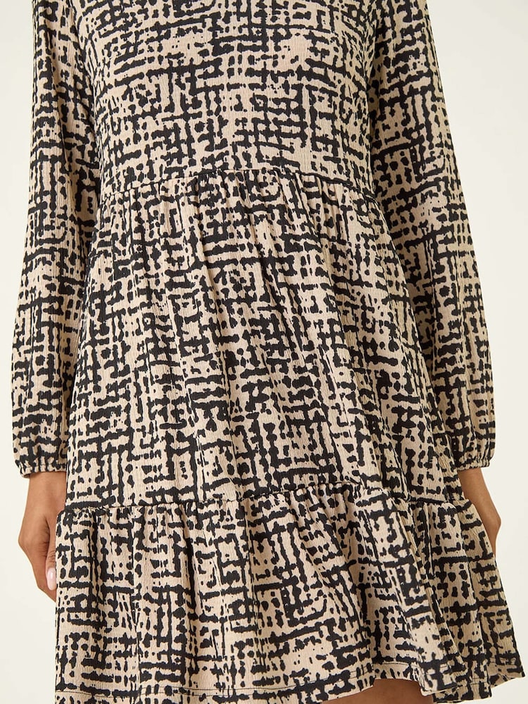 Roman Natural Textured Geo Print Smock Dress - Image 5 of 5