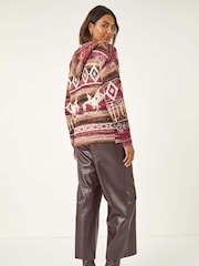 Roman Red Jacquard Zip Hooded Cardigan - Image 3 of 5