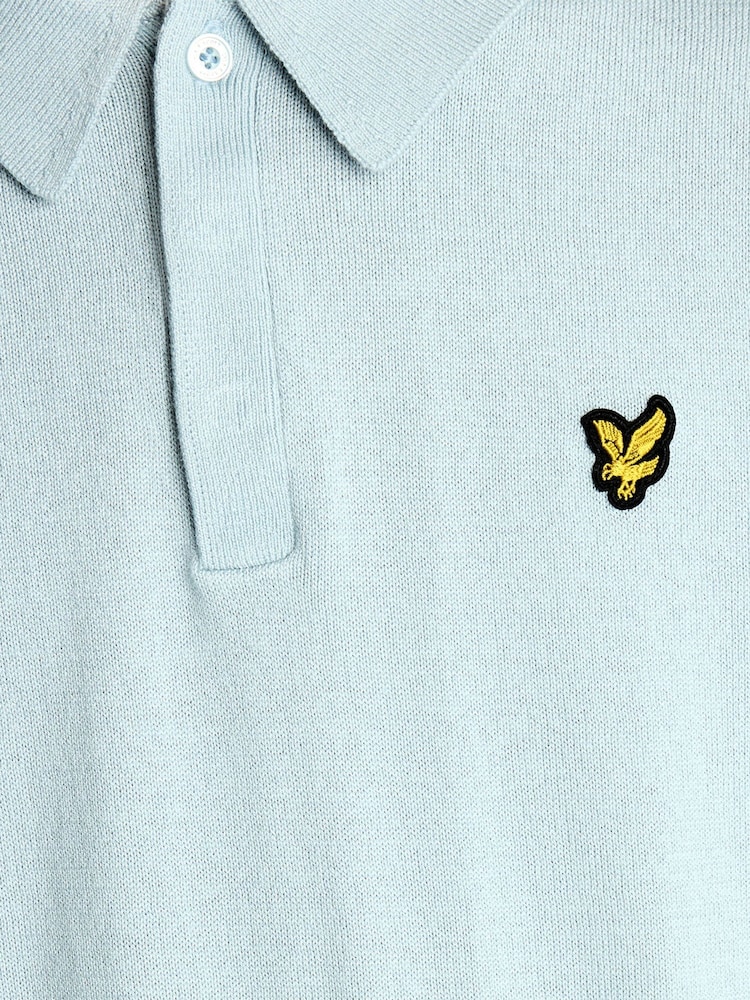 Lyle & Scott Blue Knitted Polo Shirt - Image 6 of 6 Lyle & Scott Blue Knitted Polo Shirt - Image 6 of 6