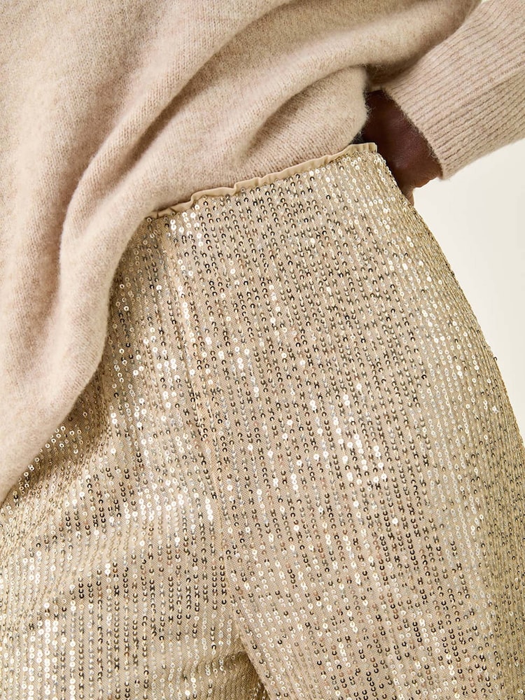 Roman Metallic Sequin Wide Leg Trousers - Image 5 of 5 Roman Metallic Sequin Wide Leg Trousers - Image 5 of 5
