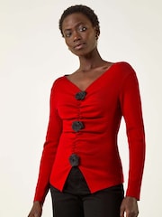 Vermelho - Roman Rose Front Knit Jumper - Imagem 2 de 5