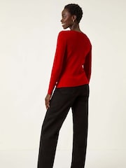 Vermelho - Roman Rose Front Knit Jumper - Imagem 4 de 5