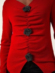 Vermelho - Roman Rose Front Knit Jumper - Imagem 5 de 5