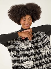 Roman Black Plaid Rose Detail Knit Jumper - Image 4 of 5