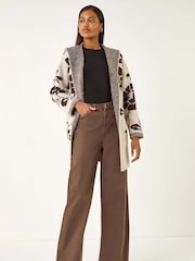 Roman Natural Floral Hooded Knit Cardigan - Image 2 of 5