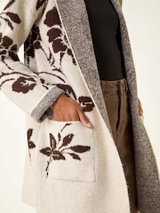 Roman Natural Floral Hooded Knit Cardigan - Image 5 of 5