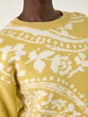 Roman Yellow Floral Jacquard Knit Jumper - Image 5 of 5