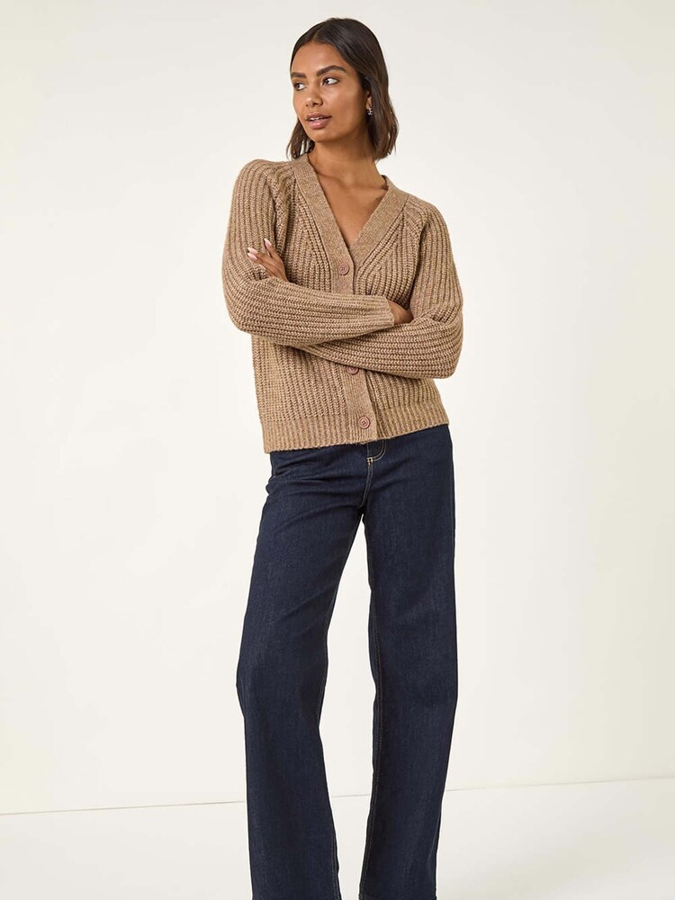 Roman Natural Metallic Button Knit Cardigan - Image 2 of 5