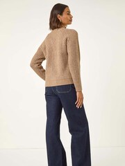Roman Natural Metallic Button Knit Cardigan - Image 3 of 5