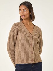 Roman Natural Metallic Button Knit Cardigan - Image 4 of 5