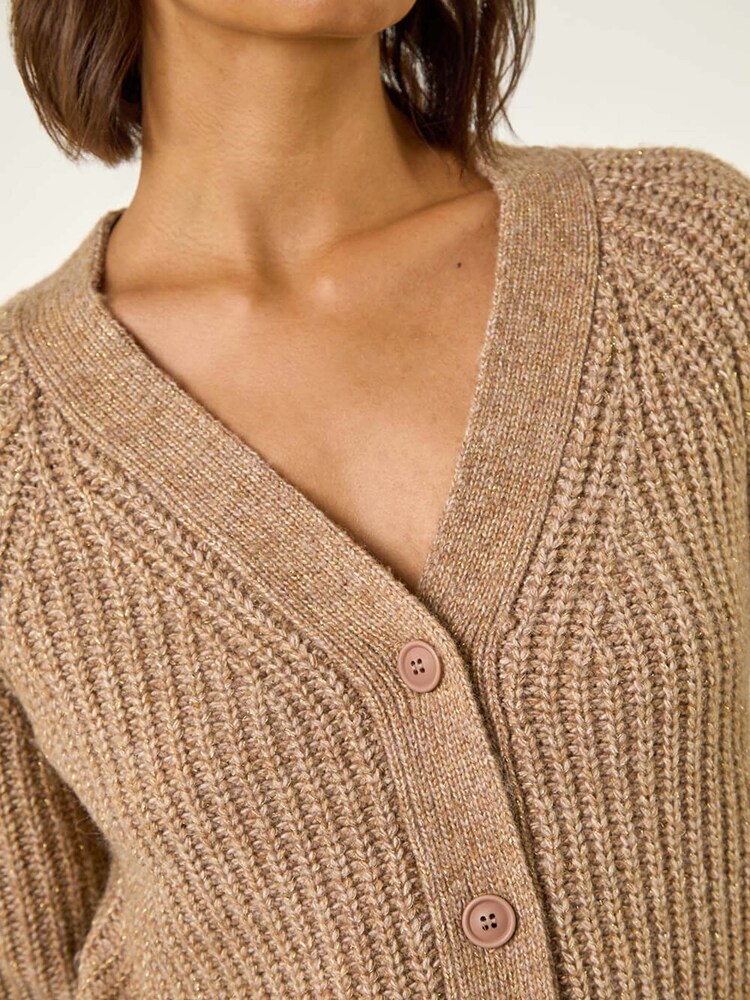 Roman Natural Metallic Button Knit Cardigan - Image 5 of 5