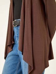 Roman Brown Waterfall Front Jersey Knit Cardigan - Image 5 of 5