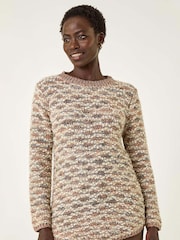Roman Brown Metallic Curved Hem Knit Jumper - Image 4 of 5