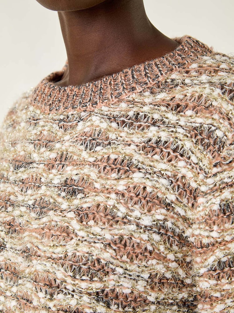Roman Brown Metallic Curved Hem Knit Jumper - Image 5 of 5 Roman Brown Metallic Curved Hem Knit Jumper - Image 5 of 5