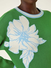 Roman Green Colour Block Floral Knit Jumper - Image 5 of 5