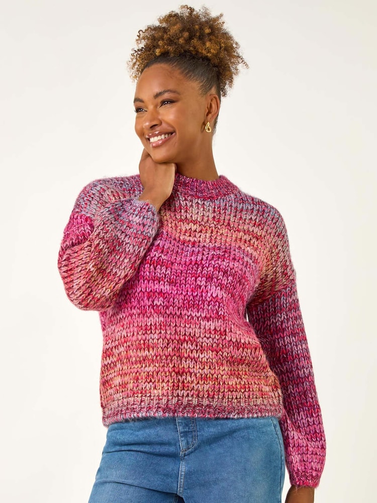 Roman Pink Metallic Ombre Knit Jumper - Image 1 of 5 Roman Pink Metallic Ombre Knit Jumper - Image 1 of 5